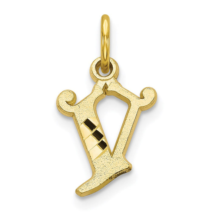 Million Charms 10K Yellow Gold Themed Alphabet Letter Initial V Charm