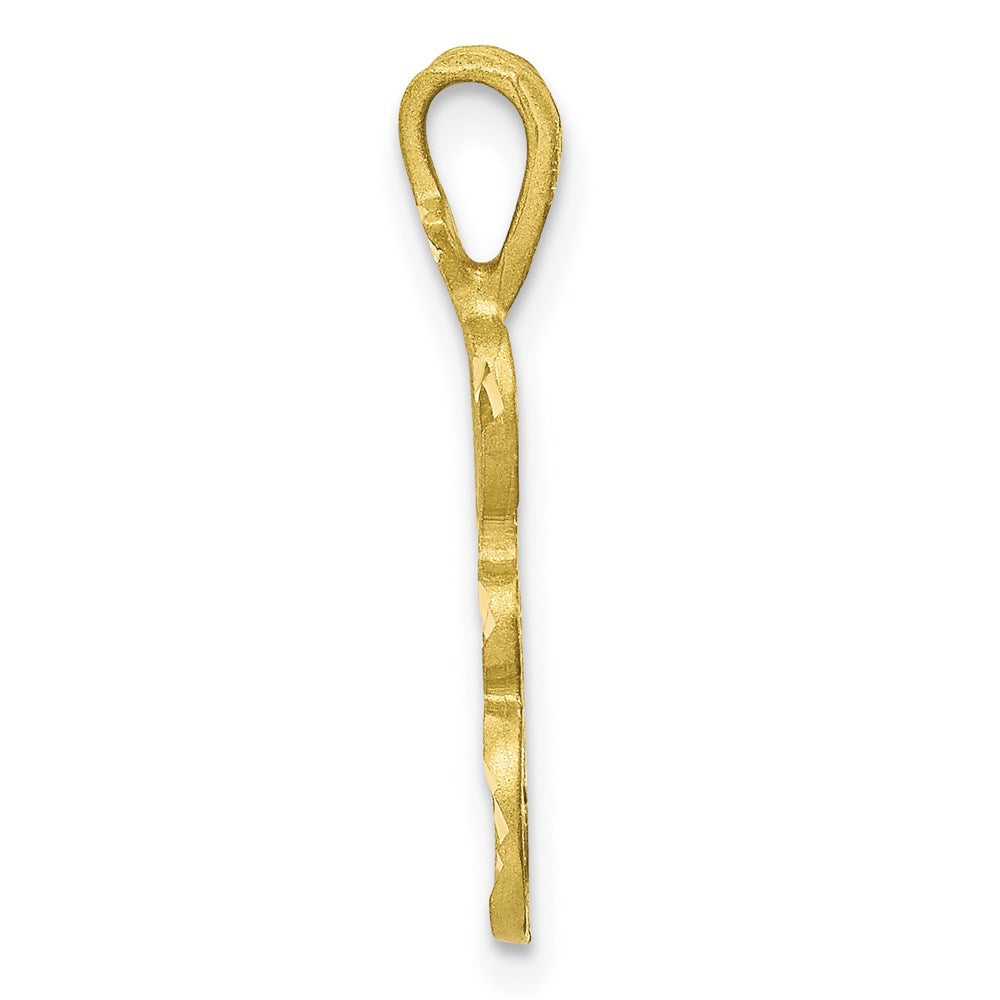 Million Charms 10K Yellow Gold Themed Diamond-Cut Grooved Alphabet Letter Initial A Charm