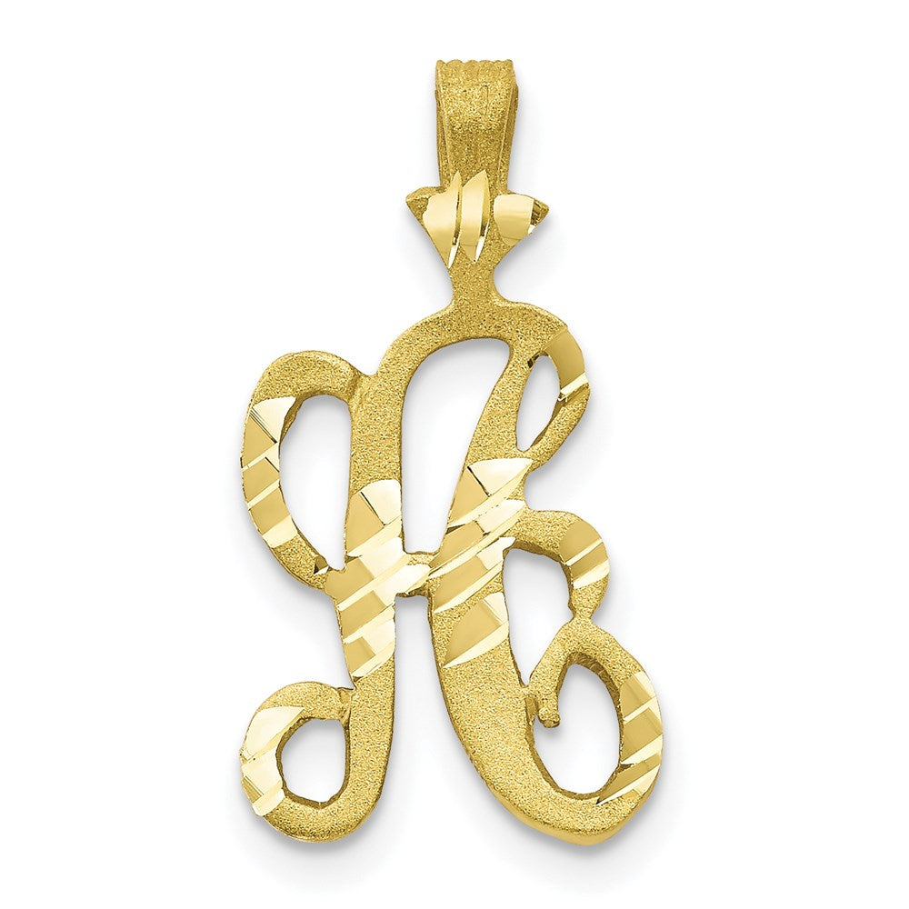 Million Charms 10K Yellow Gold Themed Diamond-Cut Grooved Alphabet Letter Initial A Charm