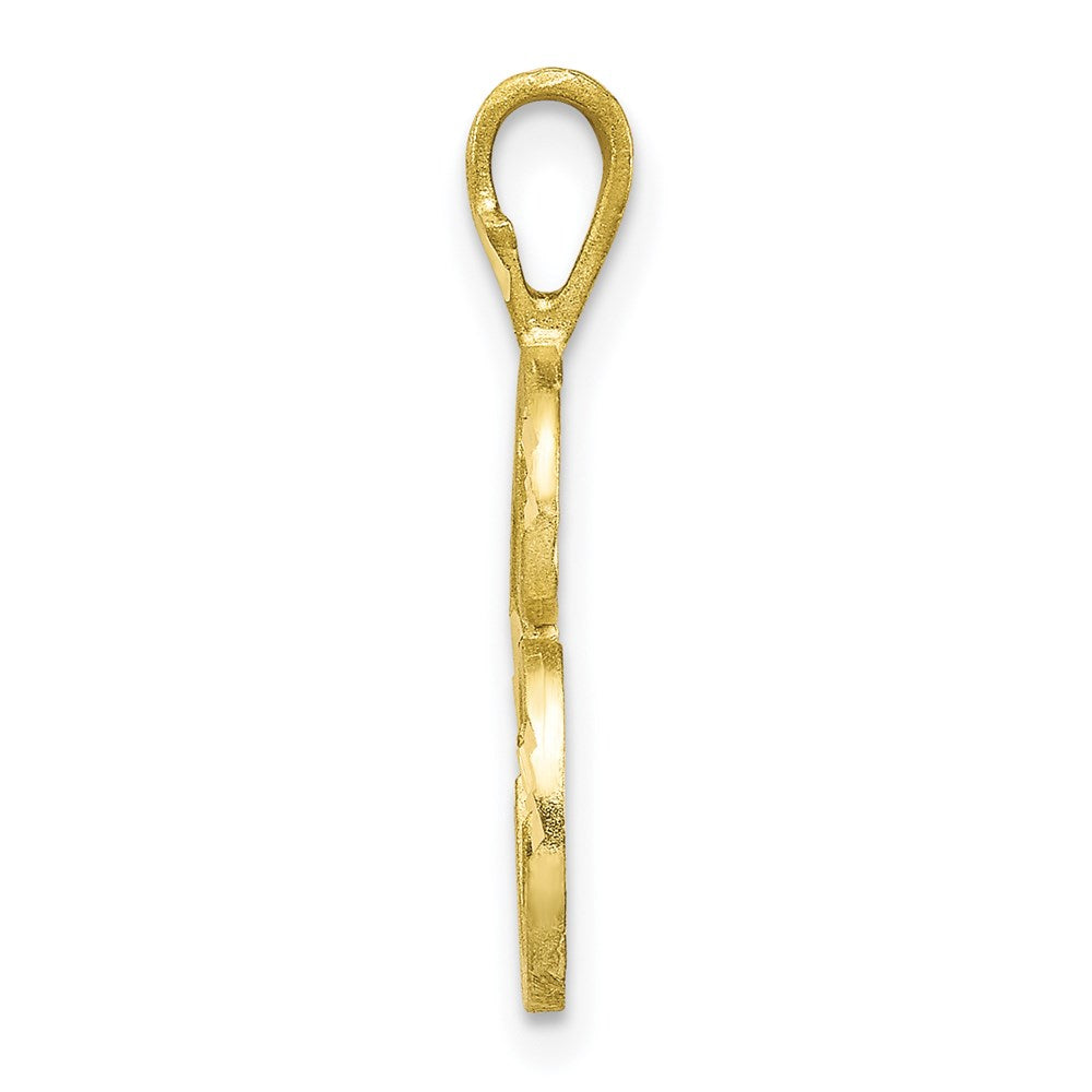 Million Charms 10K Yellow Gold Themed Diamond-Cut Grooved Alphabet Letter Initial C Charm