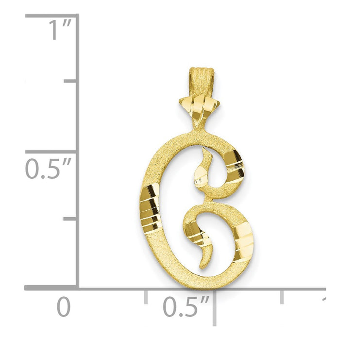 Million Charms 10K Yellow Gold Themed Diamond-Cut Grooved Alphabet Letter Initial C Charm
