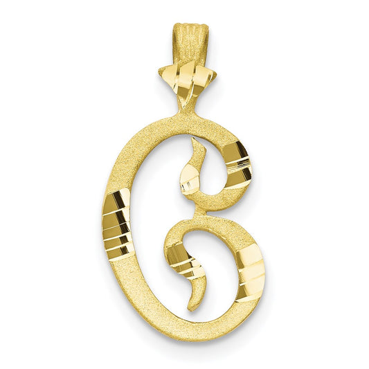 Million Charms 10K Yellow Gold Themed Diamond-Cut Grooved Alphabet Letter Initial C Charm