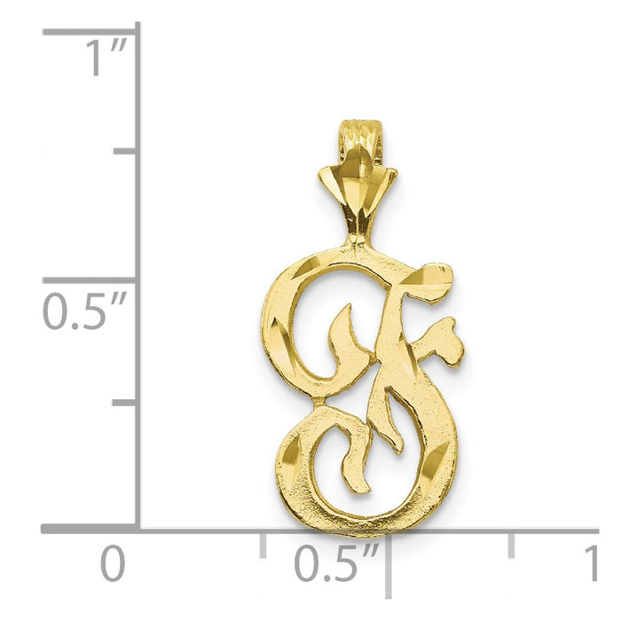 Million Charms 10K Yellow Gold Themed Alphabet Letter Initial F Charm