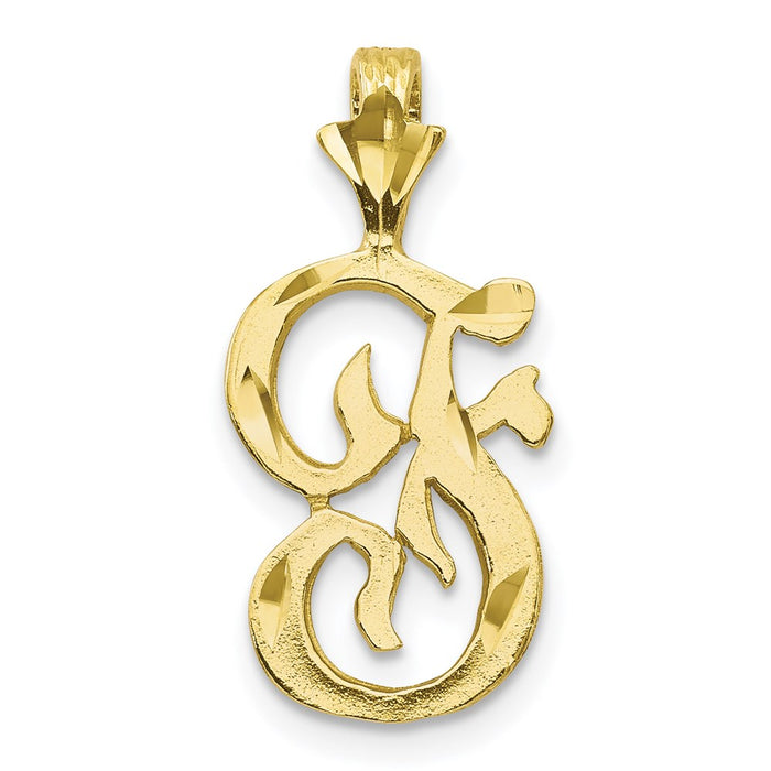 Million Charms 10K Yellow Gold Themed Alphabet Letter Initial F Charm