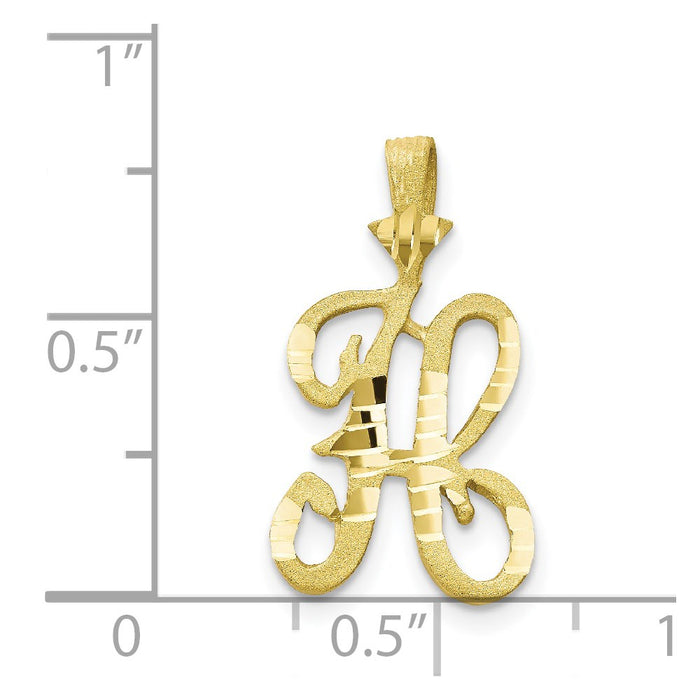 Million Charms 10K Yellow Gold Themed Alphabet Letter Initial H Charm