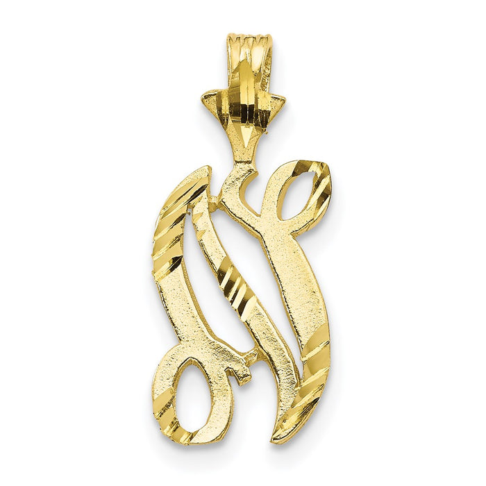 Million Charms 10K Yellow Gold Themed Alphabet Letter Initial N Charm