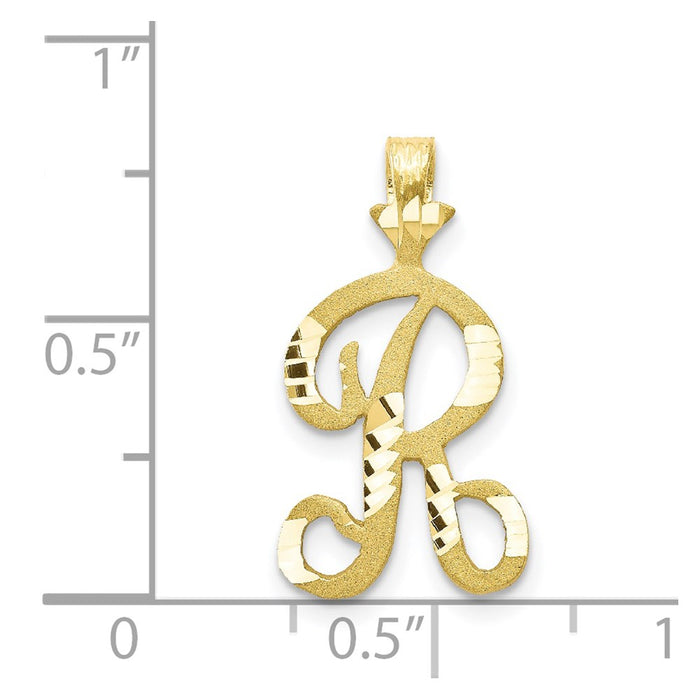 Million Charms 10K Yellow Gold Themed Alphabet Letter Initial R Charm