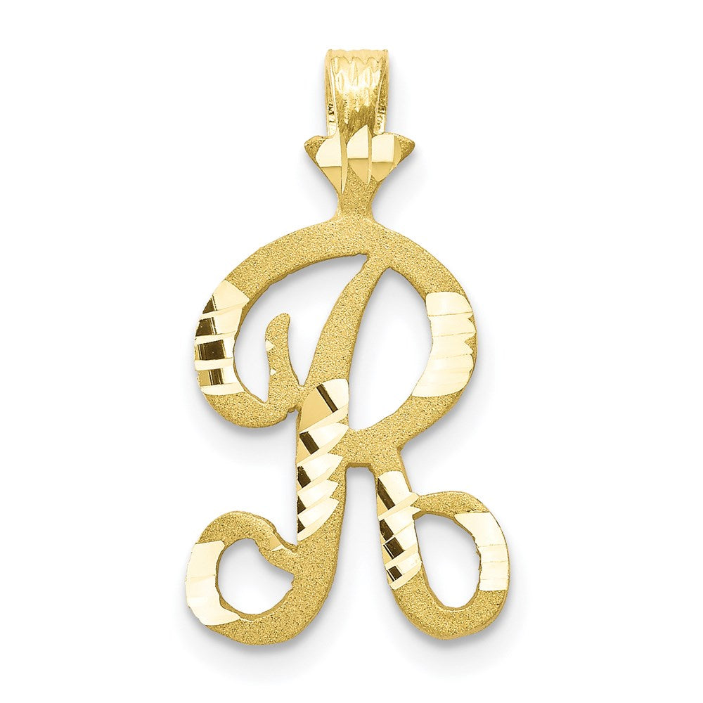 Million Charms 10K Yellow Gold Themed Alphabet Letter Initial R Charm