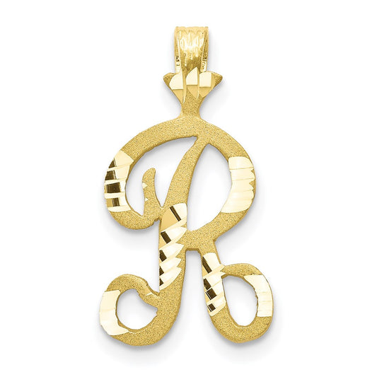 Million Charms 10K Yellow Gold Themed Alphabet Letter Initial R Charm