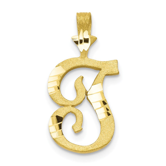 Million Charms 10K Yellow Gold Themed Alphabet Letter Initial T Charm