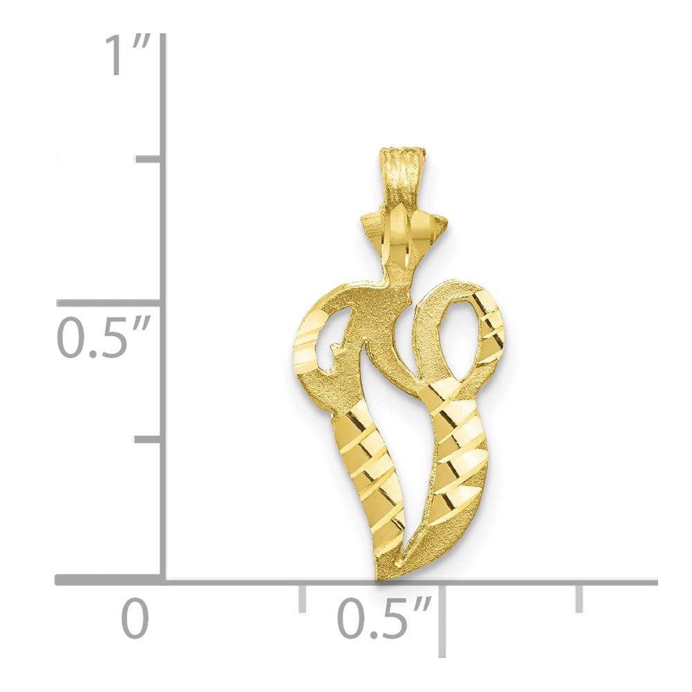 Million Charms 10K Yellow Gold Themed Alphabet Letter Initial V Charm