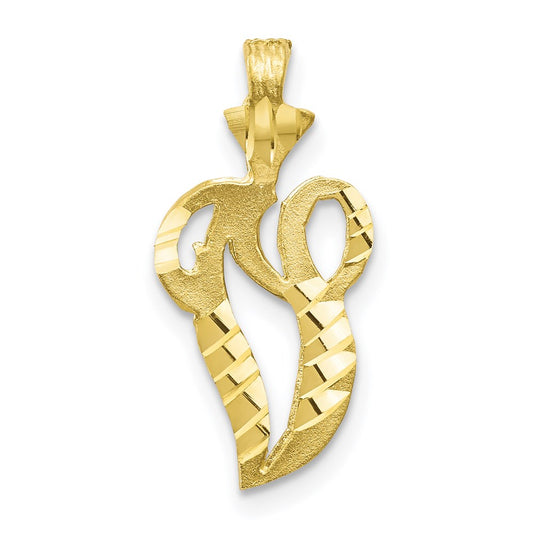 Million Charms 10K Yellow Gold Themed Alphabet Letter Initial V Charm