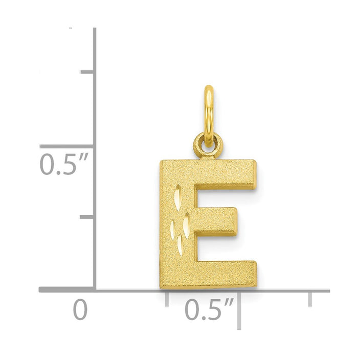 Million Charms 10K Yellow Gold Themed Alphabet Letter Initial E Charm