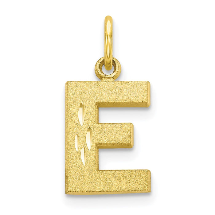 Million Charms 10K Yellow Gold Themed Alphabet Letter Initial E Charm