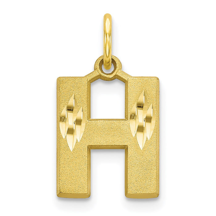 Million Charms 10K Yellow Gold Themed Alphabet Letter Initial H Charm