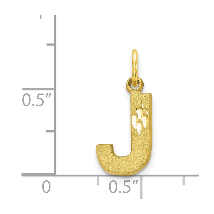 Million Charms 10K Yellow Gold Themed Alphabet Letter Initial J Charm