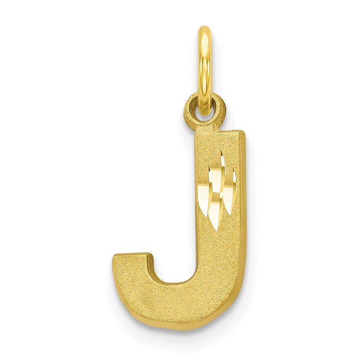 Million Charms 10K Yellow Gold Themed Alphabet Letter Initial J Charm