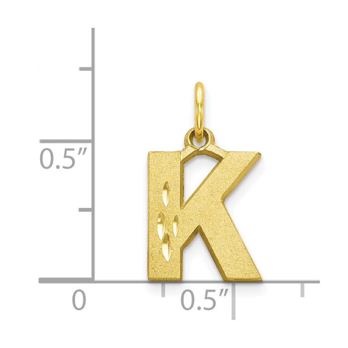 Million Charms 10K Yellow Gold Themed Alphabet Letter Initial K Charm