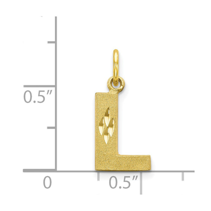 Million Charms 10K Yellow Gold Themed Alphabet Letter Initial L Charm
