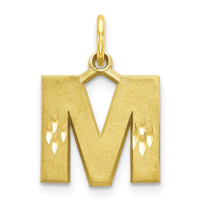 Million Charms 10K Yellow Gold Themed Alphabet Letter Initial M Charm