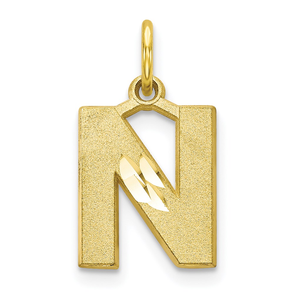 Million Charms 10K Yellow Gold Themed Alphabet Letter Initial N Charm