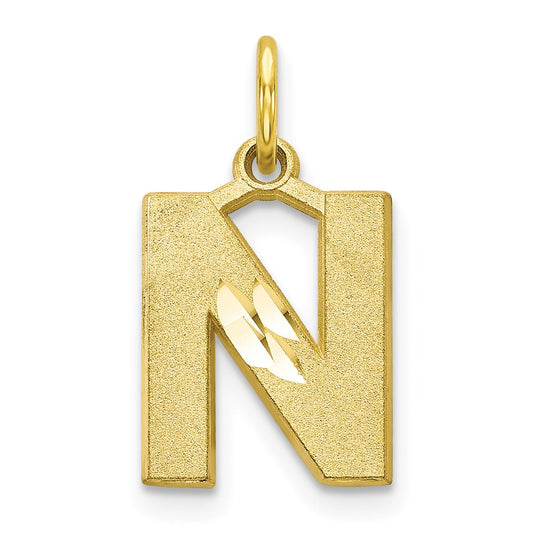 Million Charms 10K Yellow Gold Themed Alphabet Letter Initial N Charm