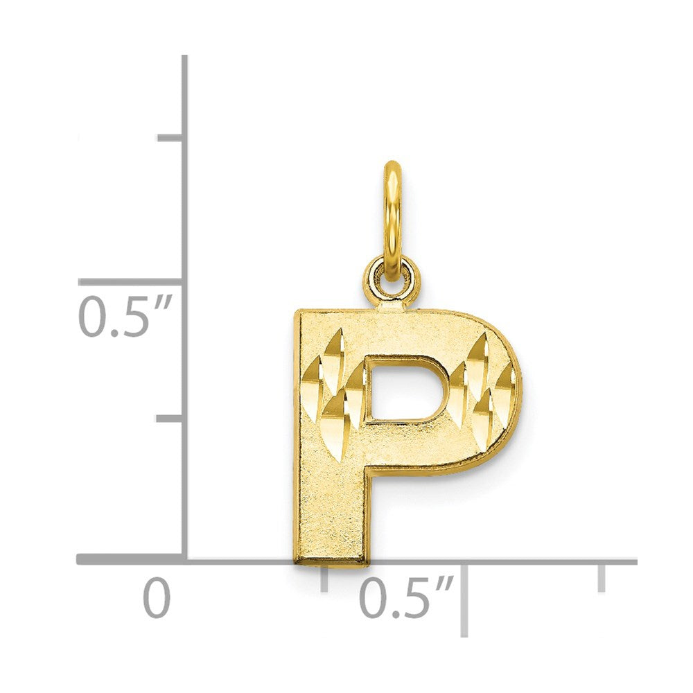 Million Charms 10K Yellow Gold Themed Alphabet Letter Initial P Charm