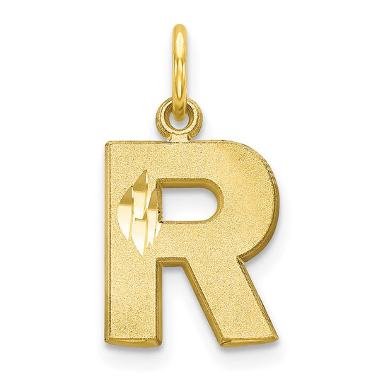 Million Charms 10K Yellow Gold Themed Alphabet Letter Initial R Charm