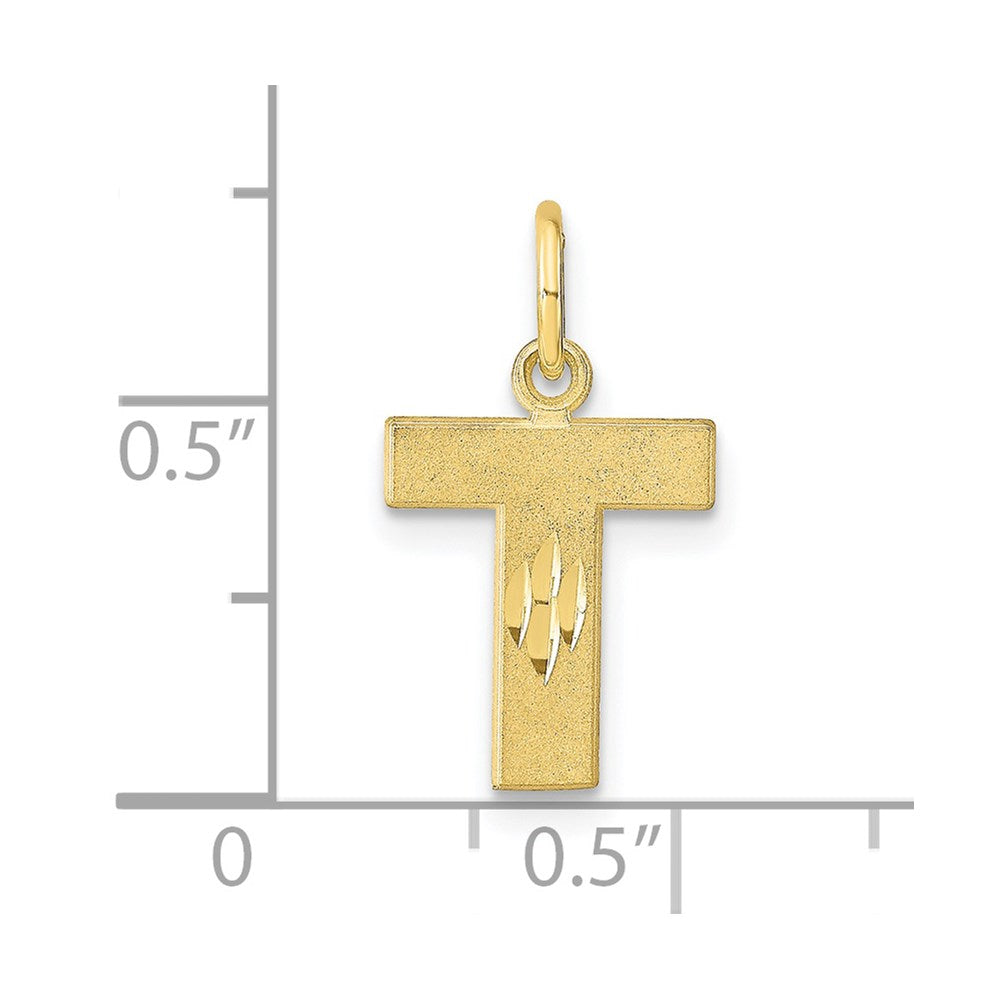 Million Charms 10K Yellow Gold Themed Alphabet Letter Initial T Charm