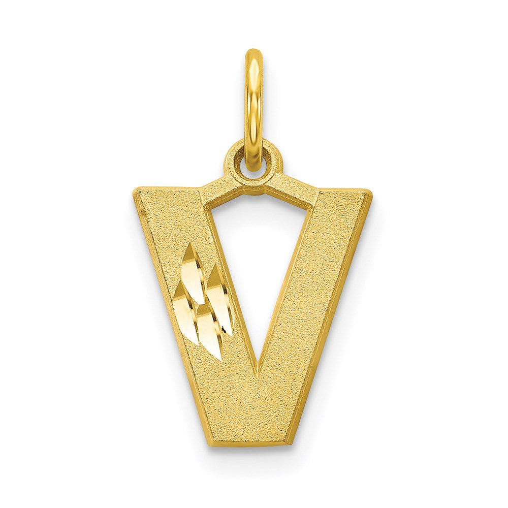 Million Charms 10K Yellow Gold Themed Alphabet Letter Initial V Charm