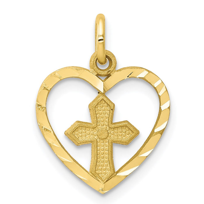 Million Charms 10K Yellow Gold Themed Relgious Cross Charm