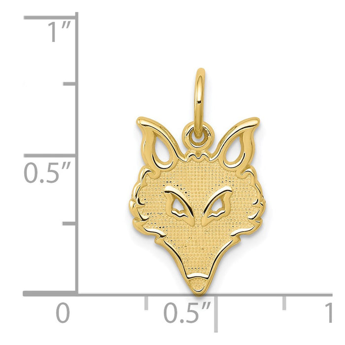 Million Charms 10K Yellow Gold Themed Solid Flat Back Small Fox Head Charm