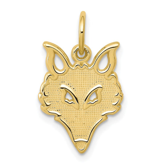 Million Charms 10K Yellow Gold Themed Solid Flat Back Small Fox Head Charm