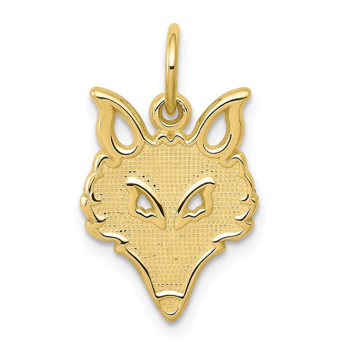 Million Charms 10K Yellow Gold Themed Solid Flat Back Small Fox Head Charm