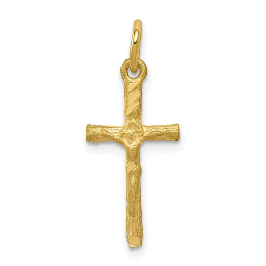 Million Charms 10K Yellow Gold Themed Solid Satin Polished Relgious Cross Charm
