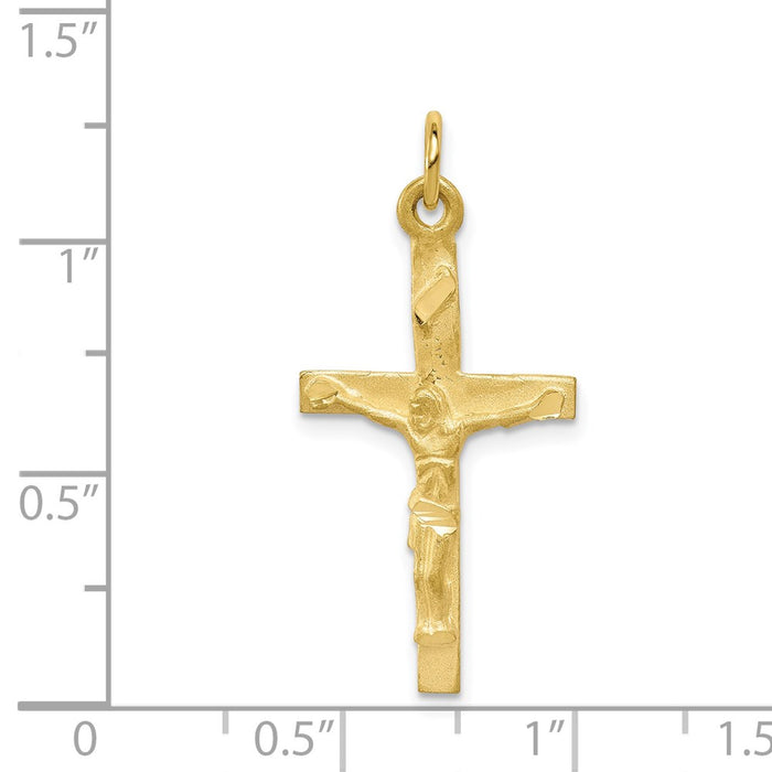 Million Charms 10K Yellow Gold Themed Solid Polished Relgious Crucifix Pendant