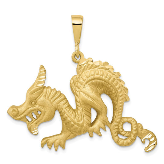 Million Charms 10K Yellow Gold Themed Dragon Pendant