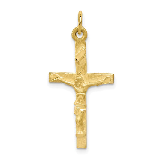 Million Charms 10K Yellow Gold Themed Solid Polished Relgious Crucifix Pendant