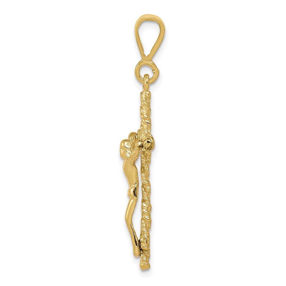 Million Charms 10K Yellow Gold Themed Solid Polished Relgious Crucifix Pendant