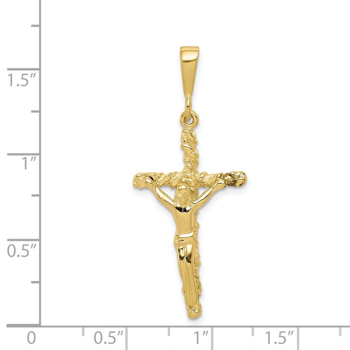 Million Charms 10K Yellow Gold Themed Solid Polished Relgious Crucifix Pendant