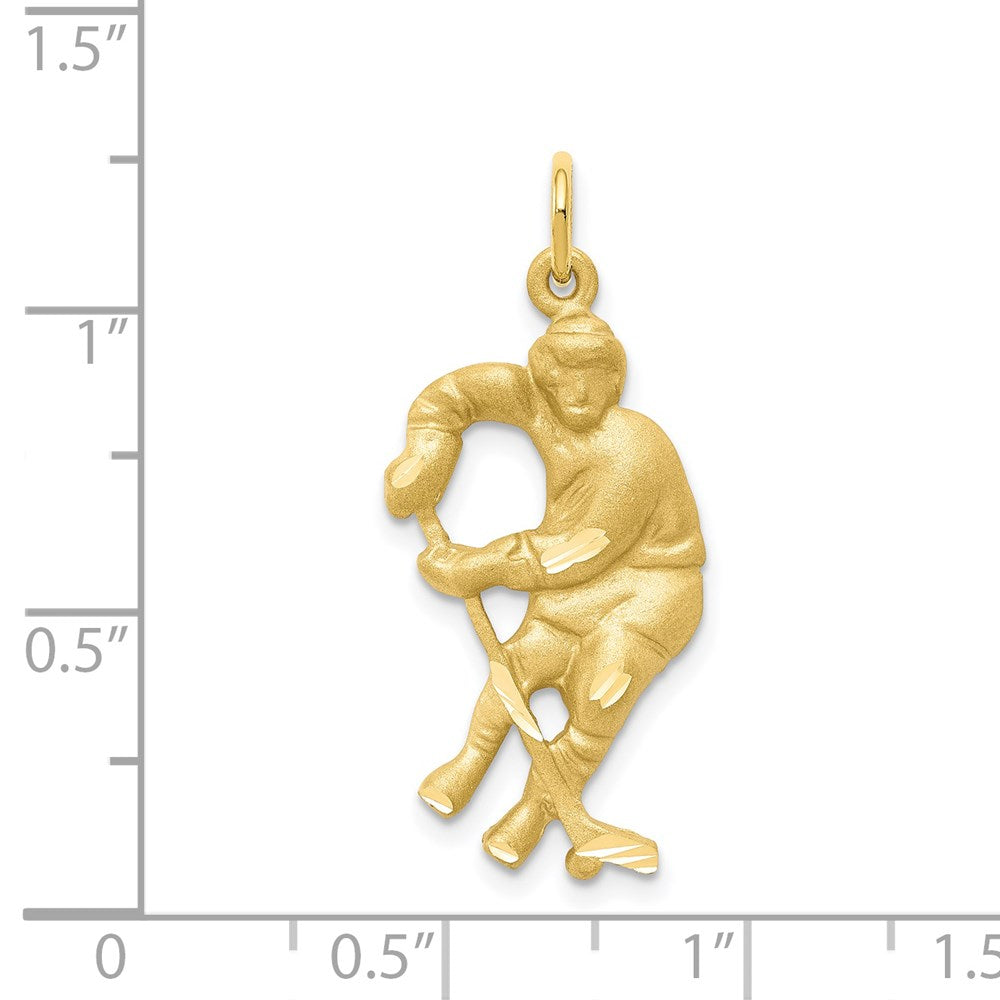 Million Charms 10K Yellow Gold Themed Sports Hockey Player Charm