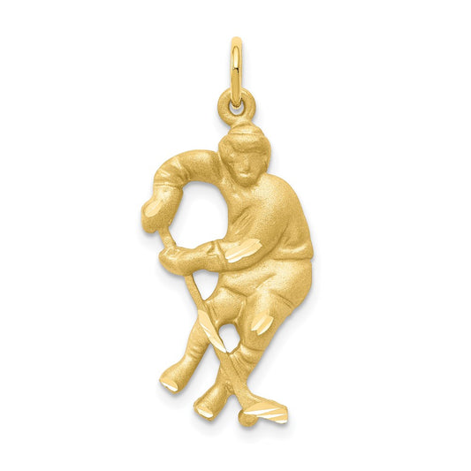 Million Charms 10K Yellow Gold Themed Sports Hockey Player Charm