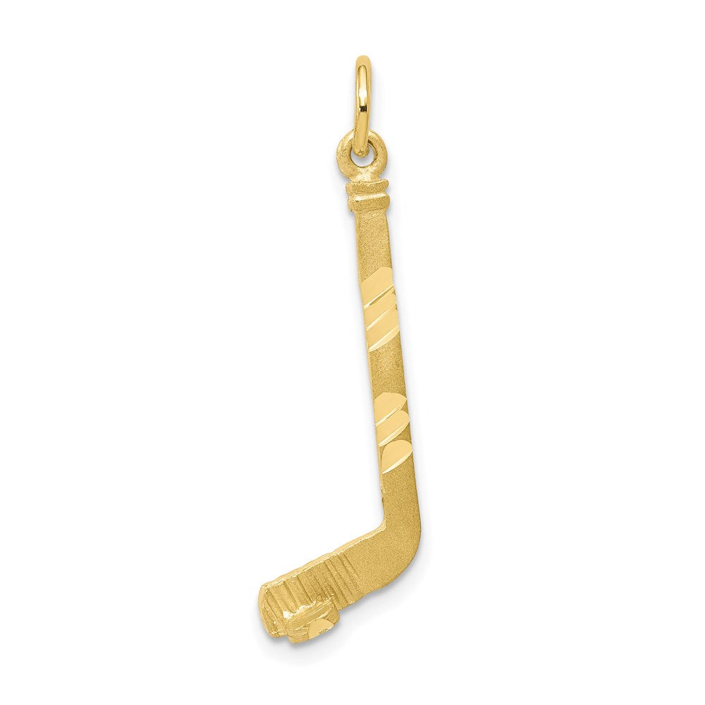 Million Charms 10K Yellow Gold Themed Sports Hockey Stick Charm