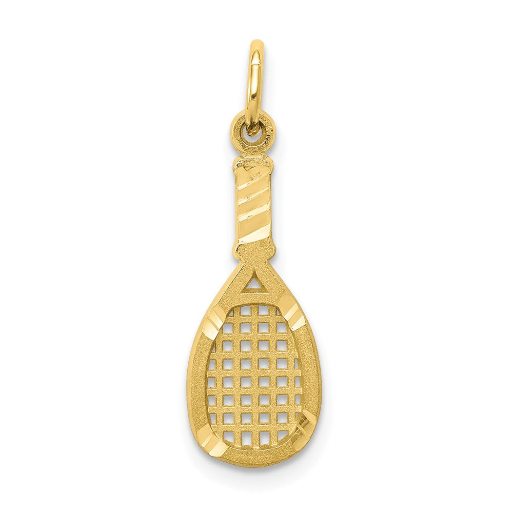 Million Charms 10K Yellow Gold Themed Solid Racquetball Racquet Charm