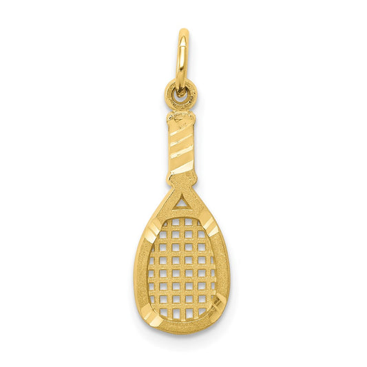 Million Charms 10K Yellow Gold Themed Solid Racquetball Racquet Charm