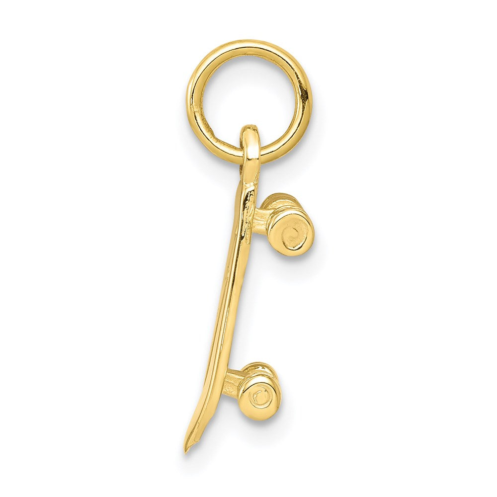 Million Charms 10K Yellow Gold Themed Solid 3-Dimensional Skateboard Charm