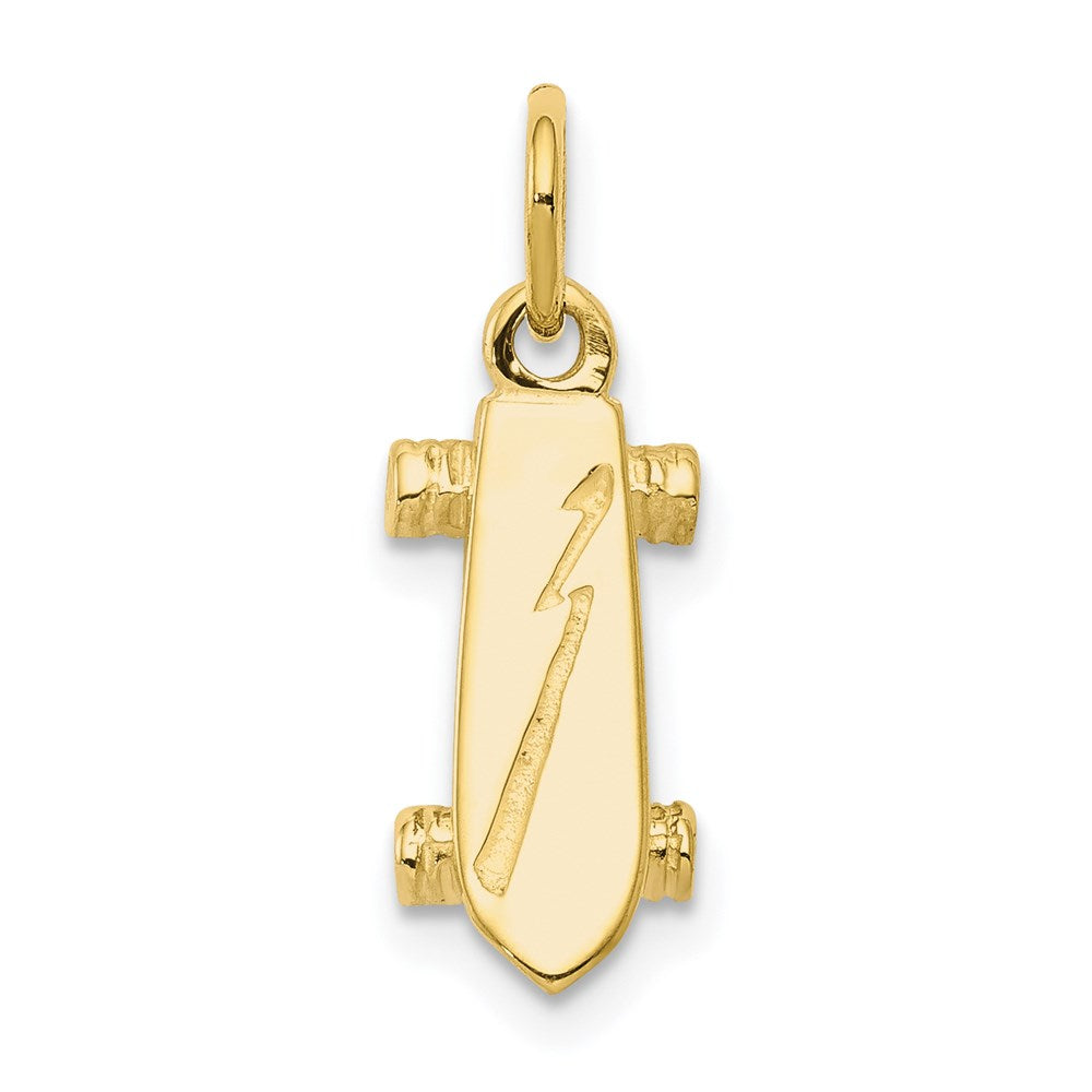 Million Charms 10K Yellow Gold Themed Solid 3-Dimensional Skateboard Charm