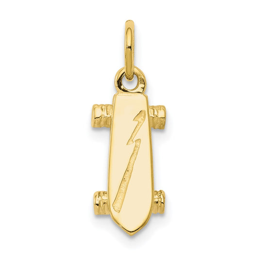 Million Charms 10K Yellow Gold Themed Solid 3-Dimensional Skateboard Charm
