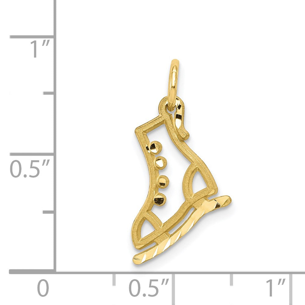 Million Charms 10K Yellow Gold Themed Diamond-Cut Ice Skate Charm