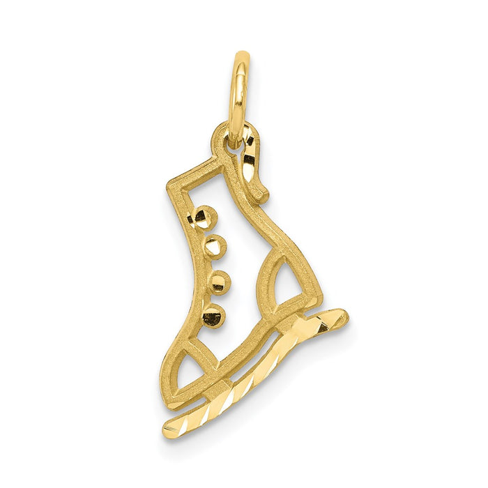 Million Charms 10K Yellow Gold Themed Diamond-Cut Ice Skate Charm